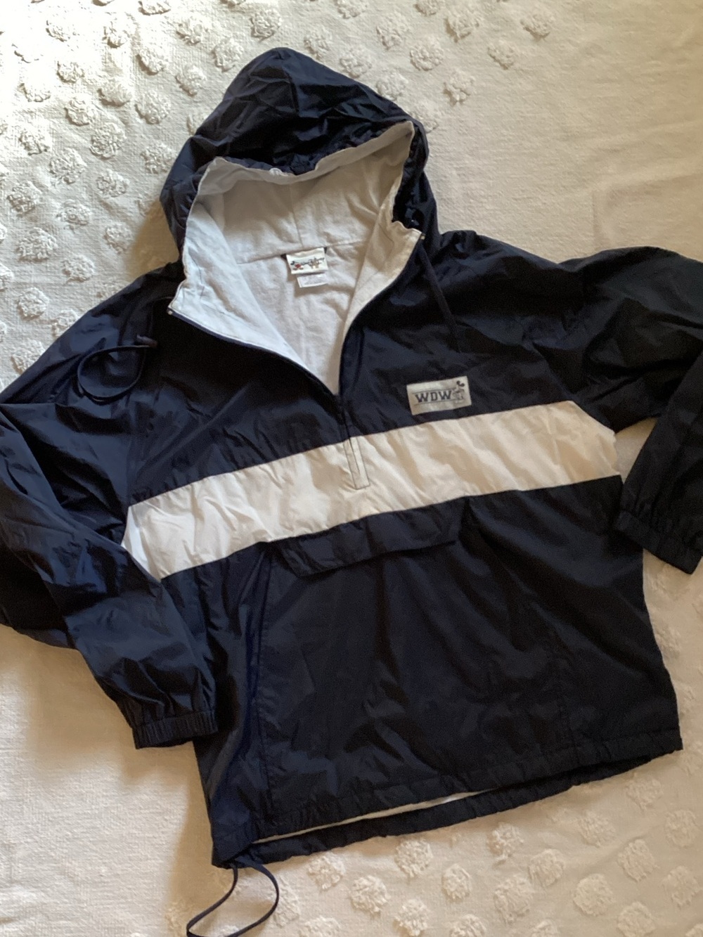 Vintage with Tags WDW Packable 1/4 Zip Windbreaker Jacket Navy White Size Large